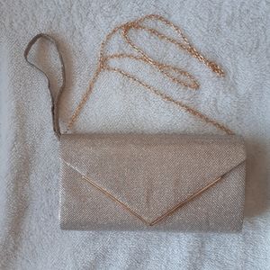 Clutch purse, sparkly gold colored